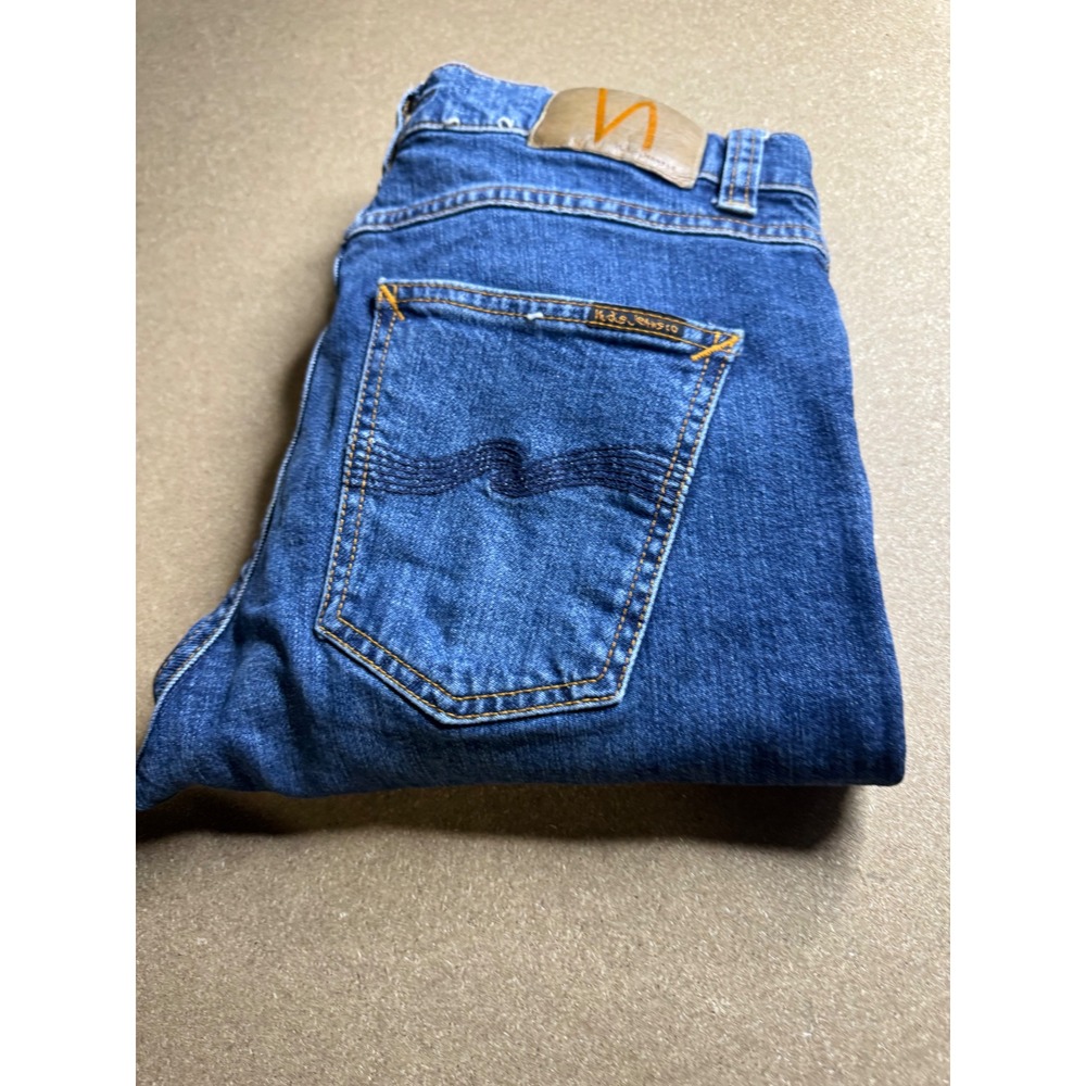 Nudie Jeans‎ Co Mens Blue Straight Leg Denim Jeans Size 28x32 Medium Wash